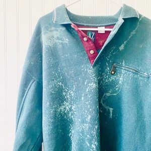 💚UPCYCLED Collared AZ Bleach Tie-Dye Sweatshirt💚